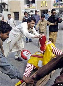 MacPak.  BBC NEWS In Pictures: Demonstrators damaged a McDonald's restaurant during Pakistan most / news.bbc.co.uk
